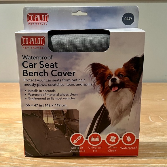 Co-Pilot Other - Pet Travel Car Seat Bench Cover Gray Waterproof 56 X 47”